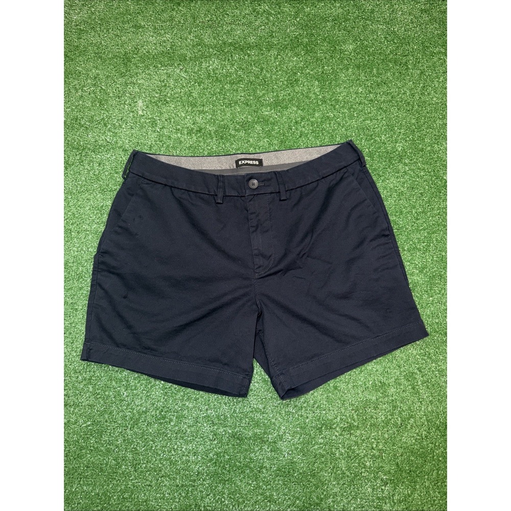 Express Men's Size 33 Navy Cotton Chino Shorts 6" Inseam Flat Front Pockets